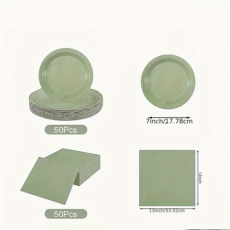 sage green party supplies 50 people disposable paper plates - Temu Canada | Temu Affiliate Program