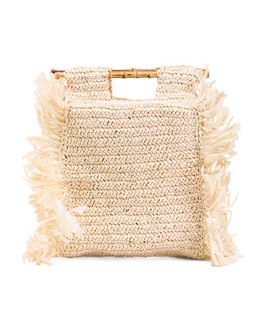 Straw Casey Bamboo Handle Bag | TJ Maxx