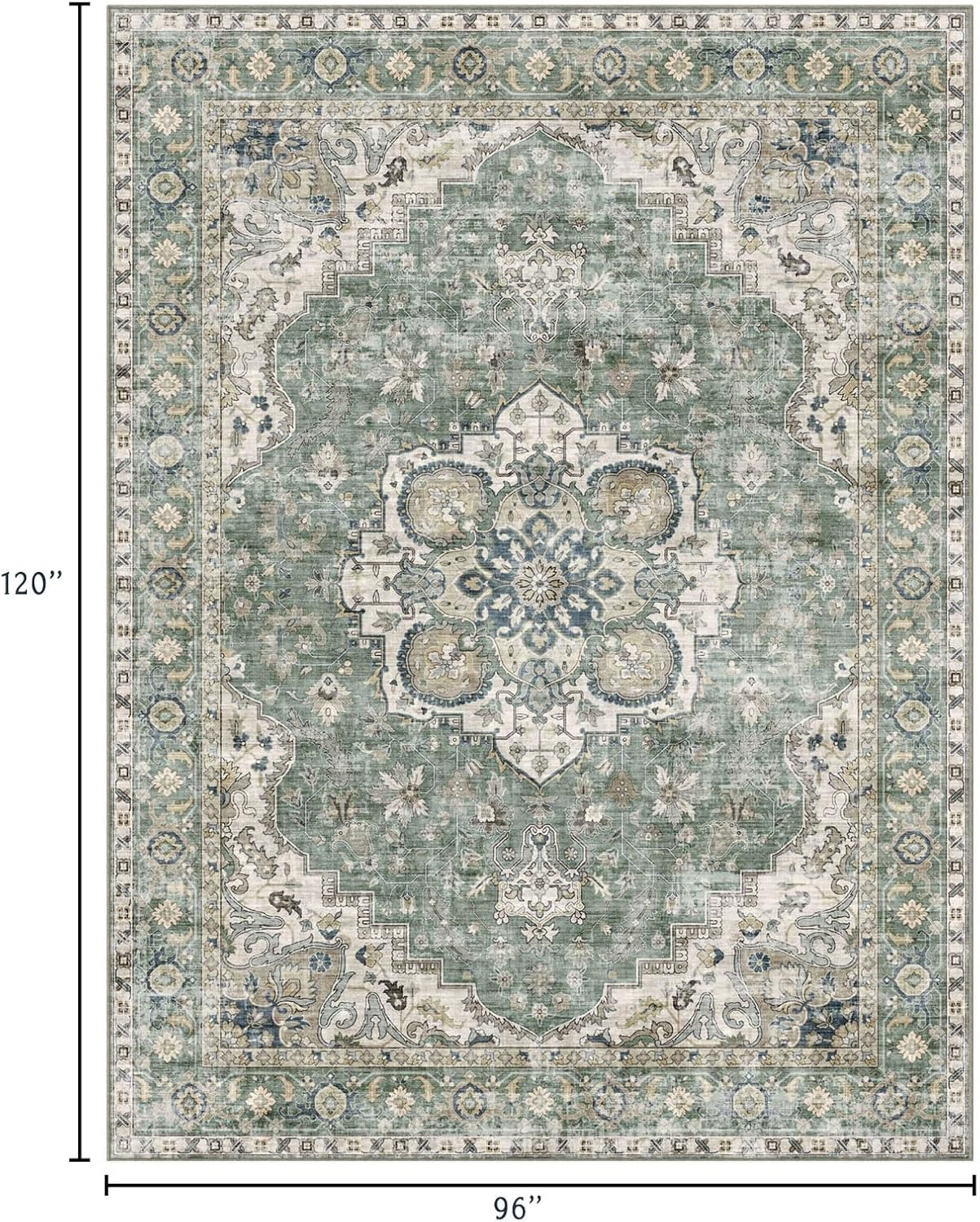 Washable Area Rug 8x10 - Large Sage Green Boho Rugs for Living Room Soft Vintage Bedroom Rug Ultr... | Amazon (US)