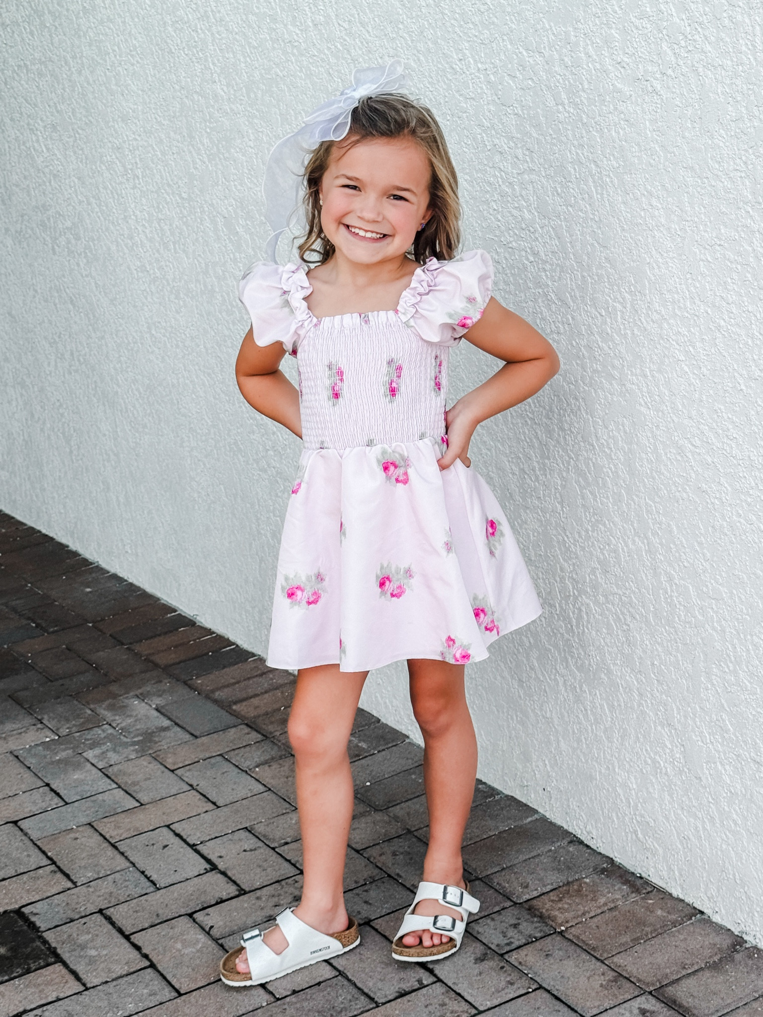 French-inspired print. This easy frock has a square neckline framed by double puff sleeves, a smocked top, a daisy-adorned waistband and a shirred flounce skirt.

#LTKFindsUnder100 #LTKBaby #LTKFallSale