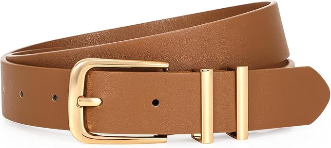 VONMELLI Women's Soft Faux Leather Belt for Jeans Pants Dress Fashion Ladies Waist Belt with Gold... | Amazon (US)