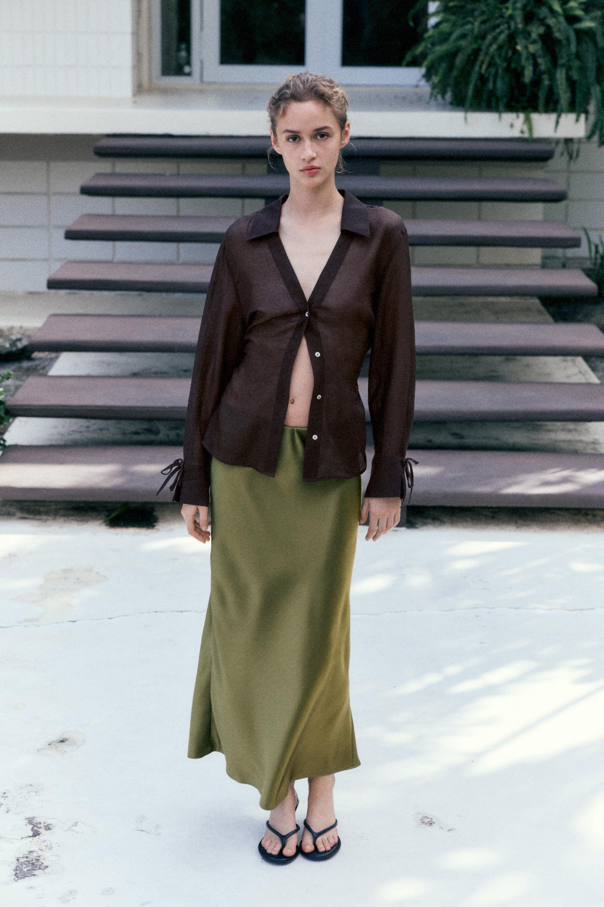 SATIN EFFECT MIDI SKIRT | Zara US