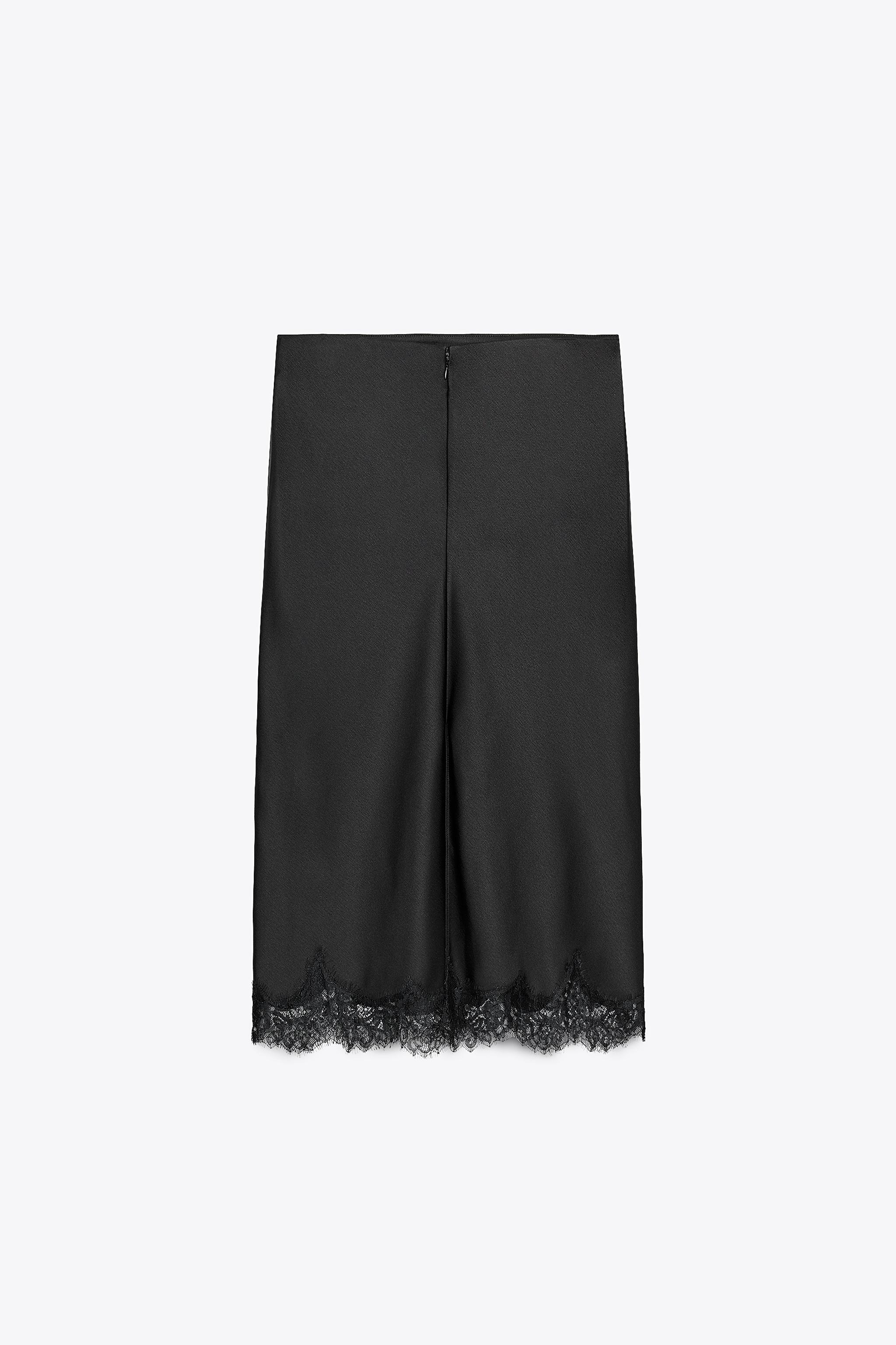 SATIN EFFECT LACE SKIRT ZW COLLECTION | Zara US