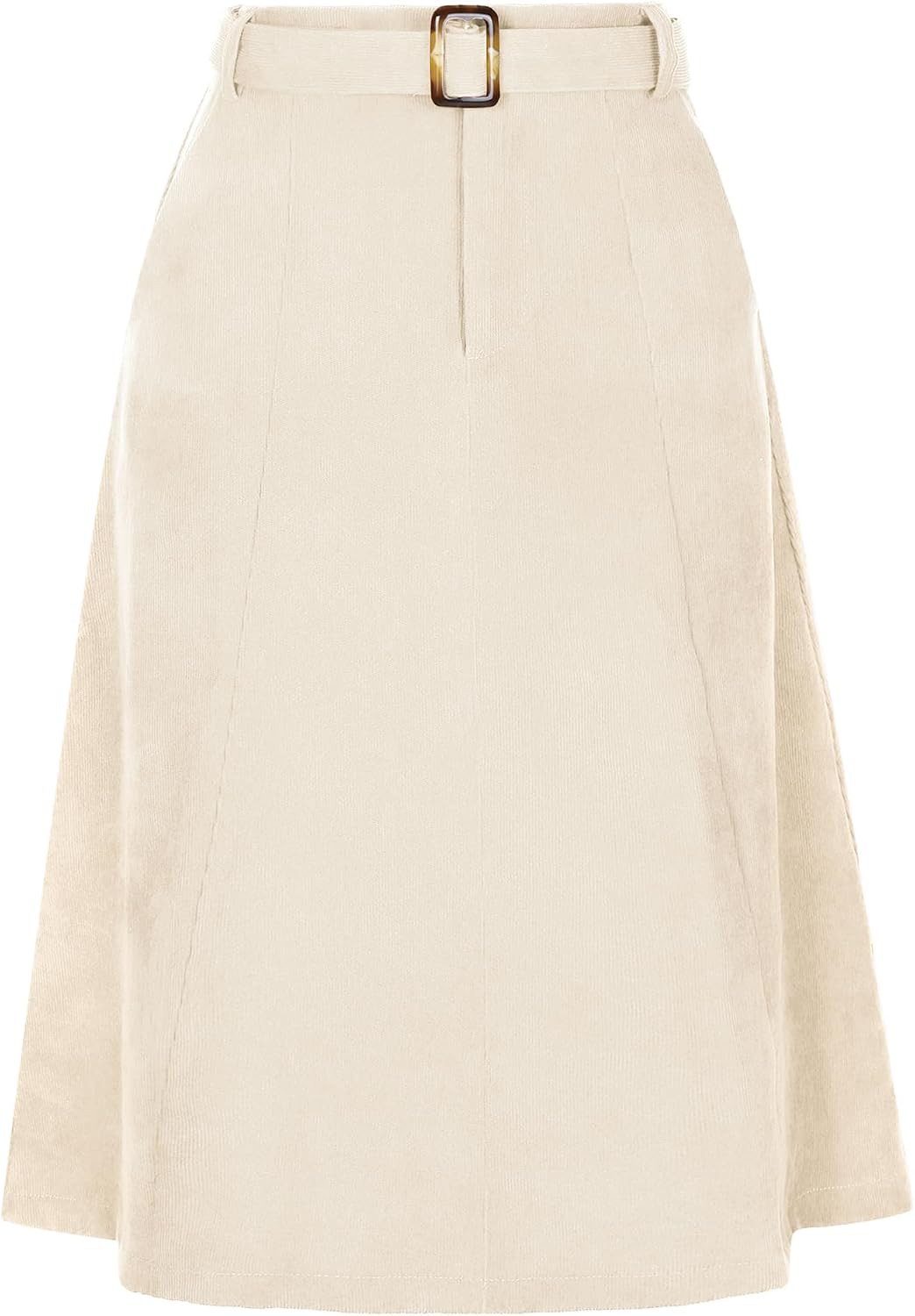 Allegra K Women's High Waist Elastic A-Line Belted Midi Corduroy Skirt | Amazon (US)