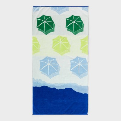 36"x72" Seaside Umbrella Oversized Beach Towel Blue/Green/Lime - Room Essentials™ | Target