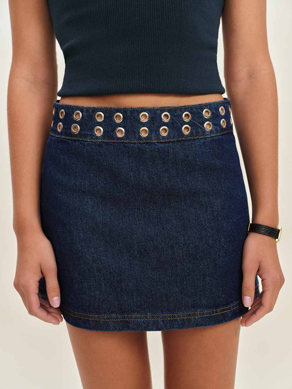 Jaylene Mid Rise Denim Mini Skirt | Reformation (Global)