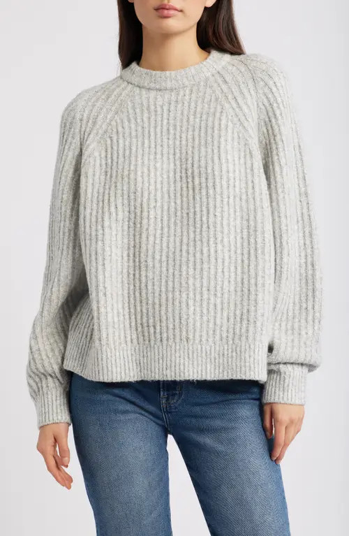 Madewell Rib Cotton Blend Sweater in Hthr Dusk Grey Marl at Nordstrom, Size X-Small | Nordstrom