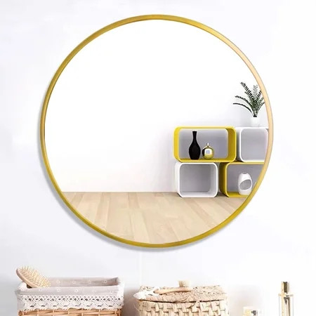 32 Wall Circle Mirror Large Round Gold Farmhouse Circular Mirror for Wall Decor Big Bathroom Make Up | Walmart (US)