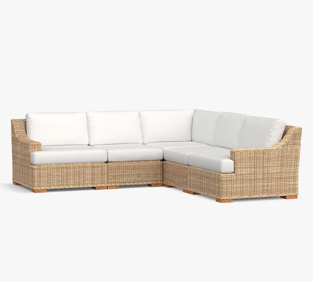 Huntington Wicker 5-Piece Slope Arm Outdoor Sectional | Pottery Barn (US)
