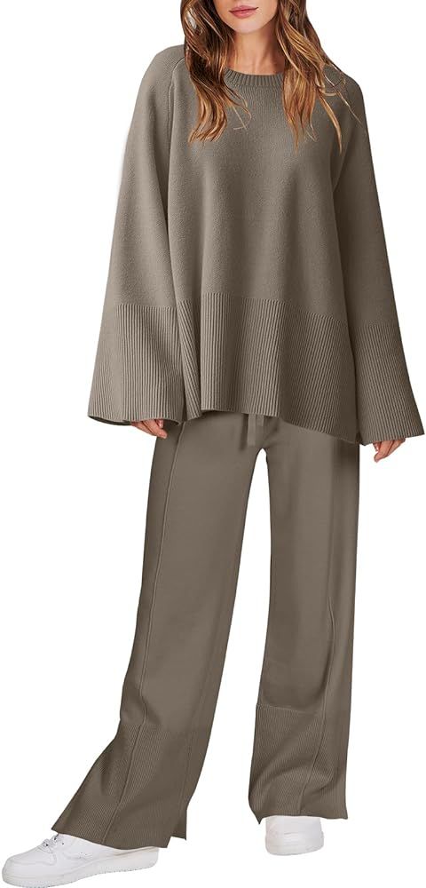 Amazon.com: ANRABESS Women's 2 Piece Outfits Oversized Matching Sets 2023 Winter Sweatsuits Cozy ... | Amazon (US)
