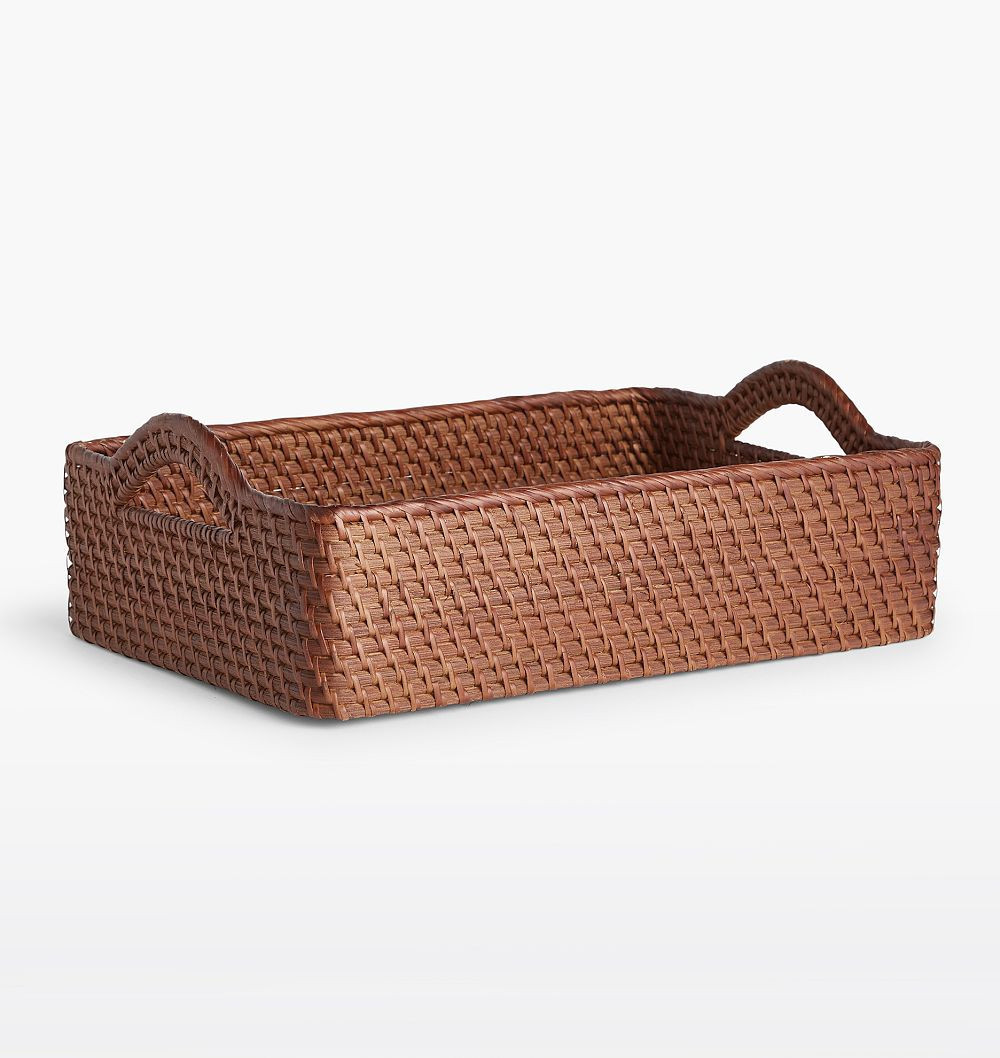 Rinna Rattan Basket, 18" x 12" x 6" - Dark Brown | Rejuvenation