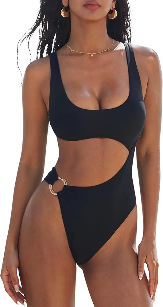 SUUKSESS Women Sexy One Piece Tummy Control Swimsuit Cutout Backless Bathing Suit | Amazon (US)