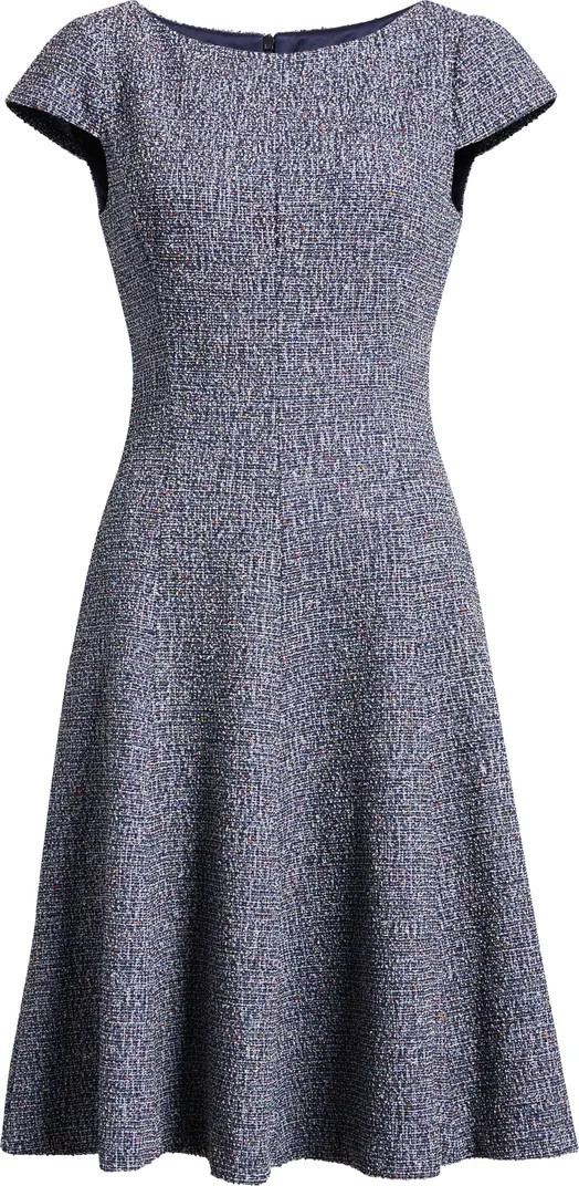 Cap Sleeve Tweed Fit & Flare Dress | Nordstrom