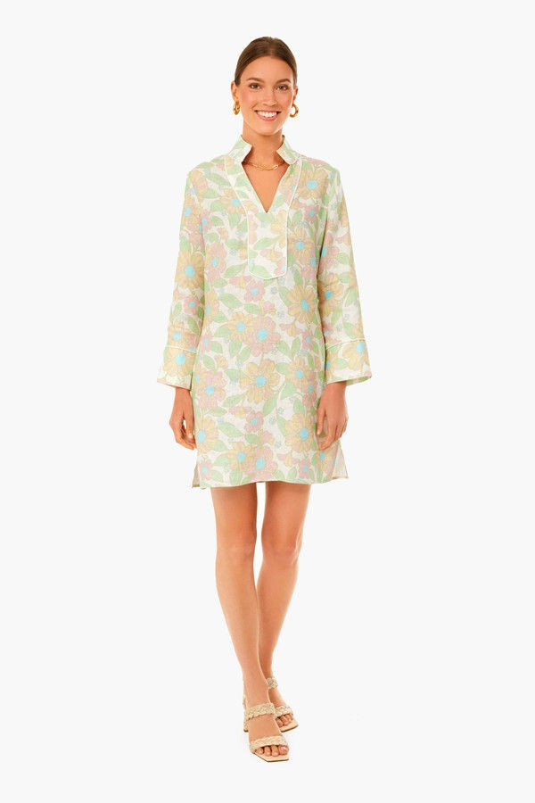 Retro Floral Long Sleeve Classic Tunic Dress | Tuckernuck (US)