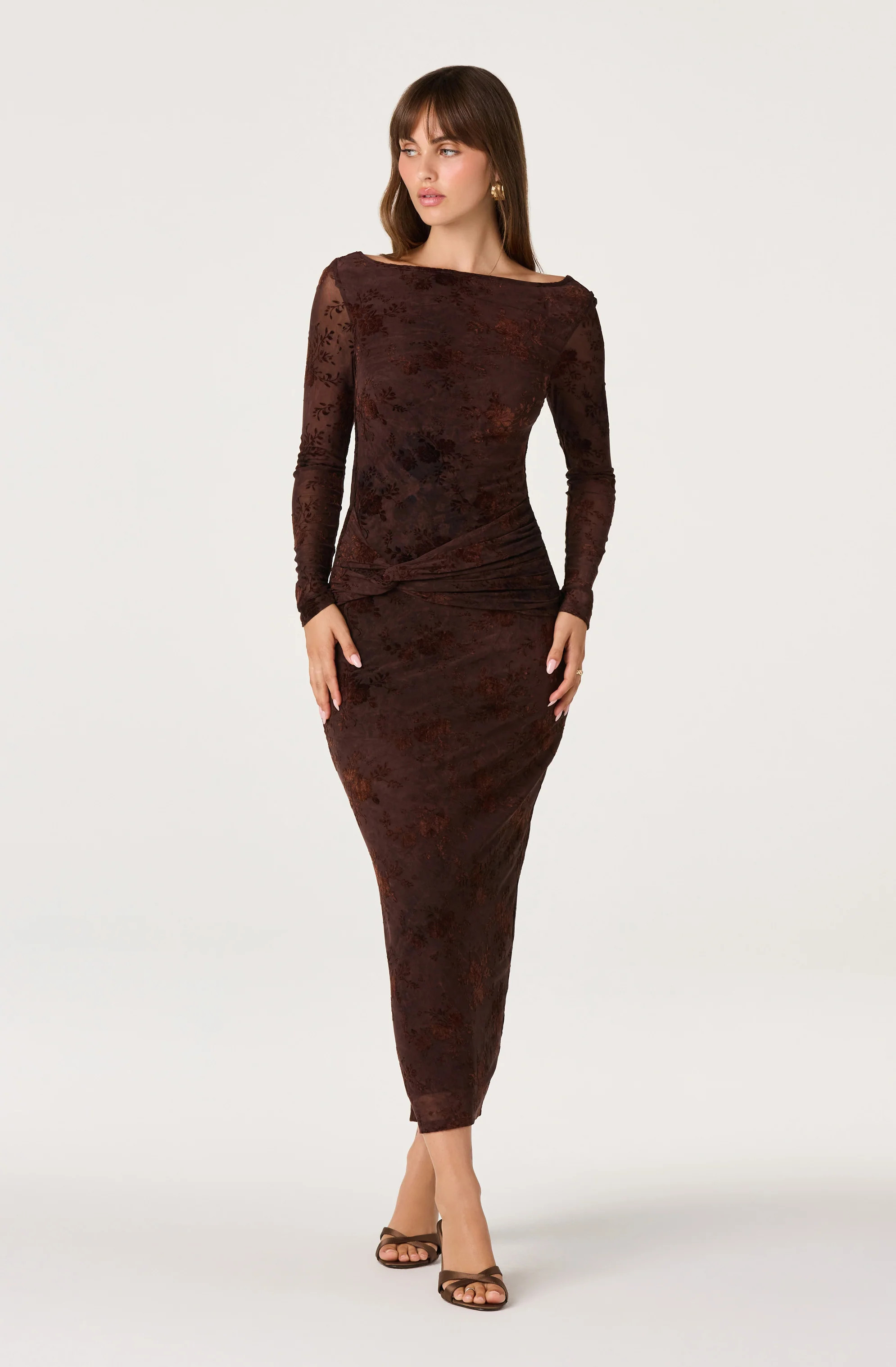 ASTR the Label | Syriah Burnout Floral Mesh Dress in Black blue floral |  Size S | ASTR The Label (US)