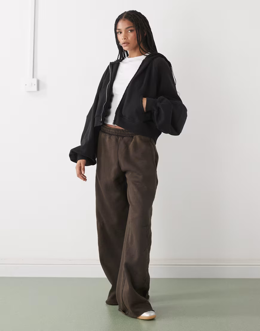 Weekday oversized embroidered sweatpants in dark brown | ASOS (Global)
