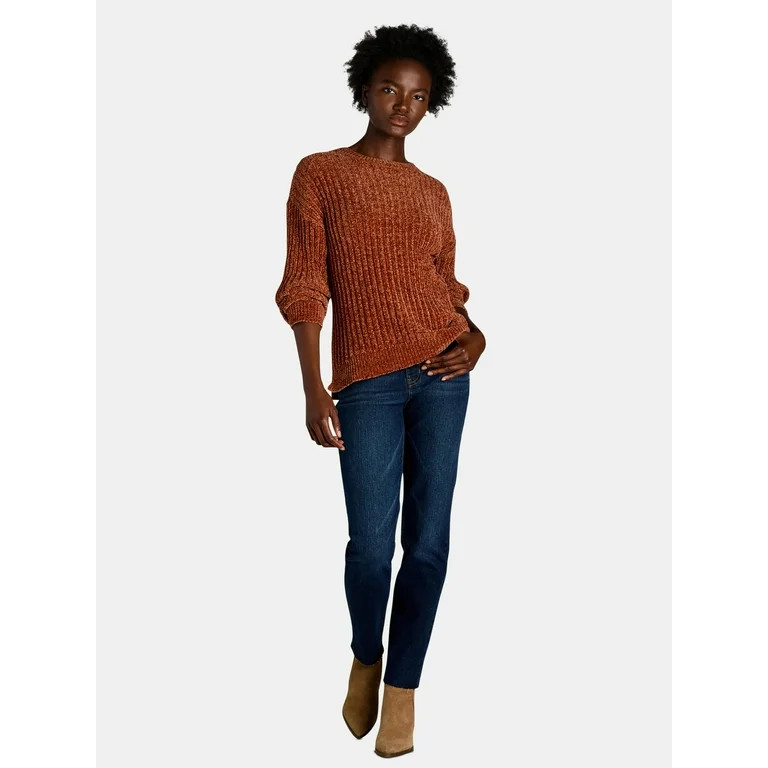 Time and Tru Women's and Women’s Plus Chenille Crewneck Sweater, Midweight, Sizes XS-4X | Walmart (US)