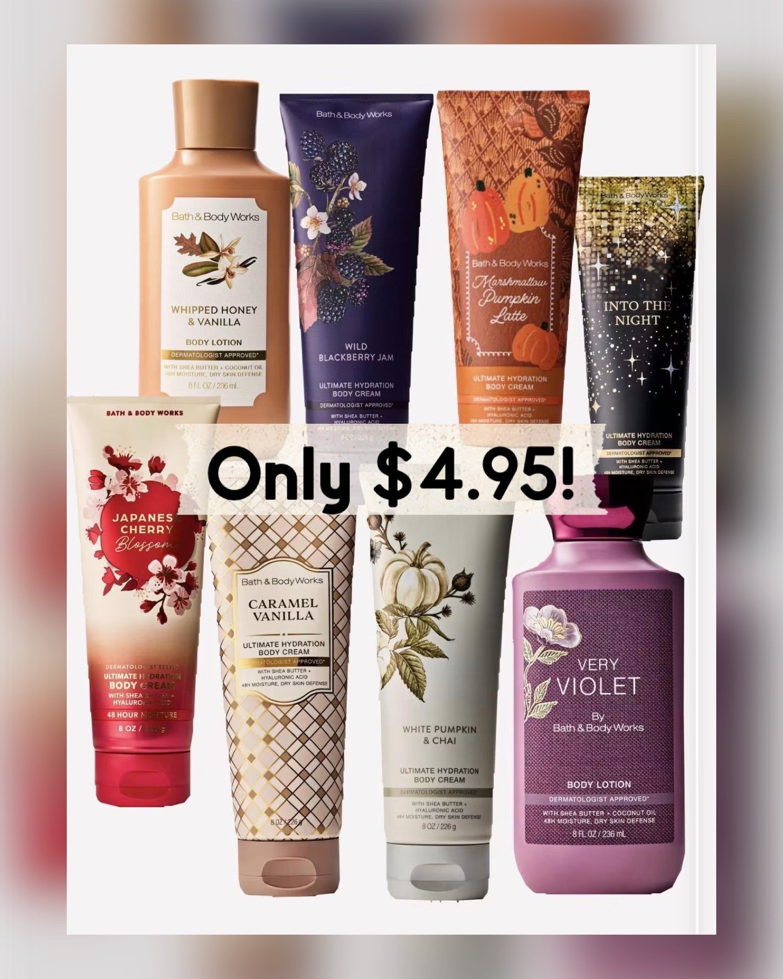 Bath & Body Works has their moisturizers on sale for only $4.95 today - normally up to $18.95! Fantastic deal, and no code needed so if you have any other coupons, they can also combine. Tons of fan favorite Fall fragrances available, including Men’s collection items like the best selling Football Season!

#LTKSaleAlert #LTKSeasonal #LTKBeauty