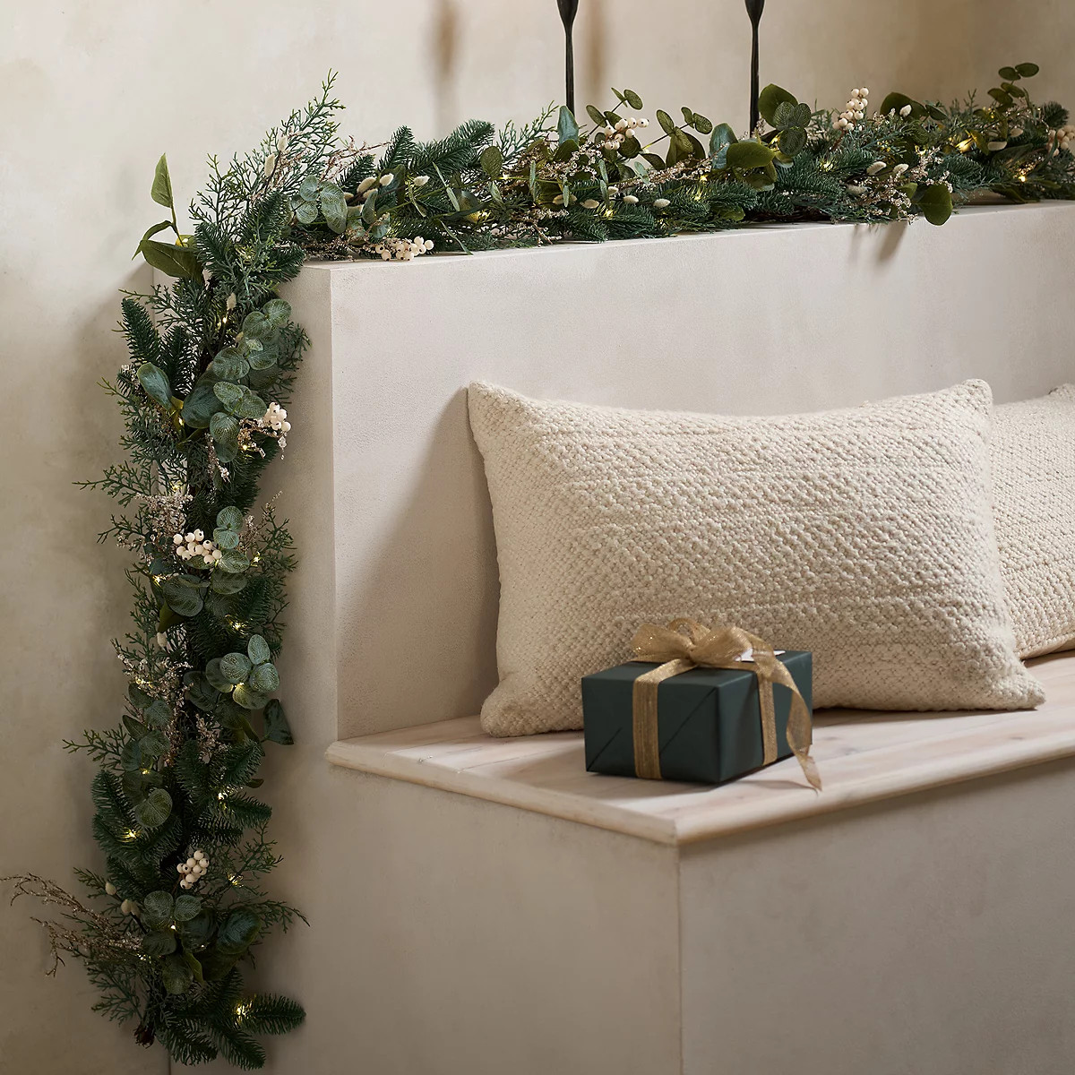 250cm Pre-Lit Frosted Eucalyptus Garland | The White Company UK & ROW