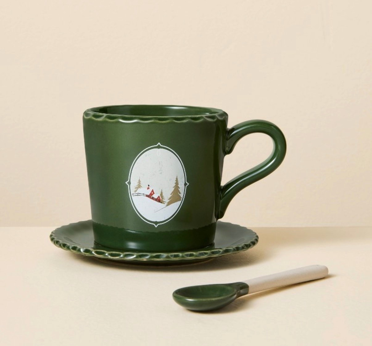 10 fl oz Christmas Icon Mug with Saucer Green - Hearth & Hand™ with 

Target Christmas mugs and decor