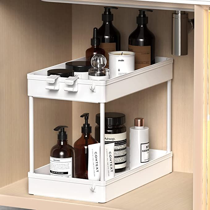 SPACEKEEPER Under Sink Organizer, 2 Tier Under Sink Storage Organizer, Bathroom Standing Rack, Ba... | Amazon (US)