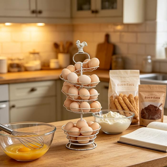 Fresh Egg Holder Countertop Vintage Metal Spiral Egg Holder with Storage Basket Farmhouse Counter... | Amazon (US)