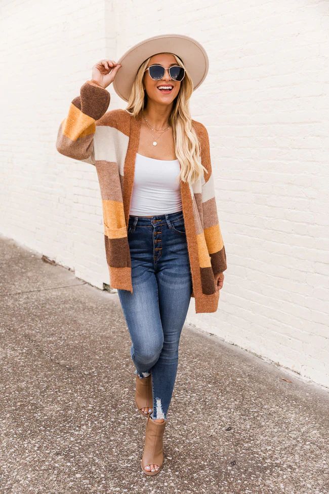 Borrowed Wish Mustard Stripe Cardigan | The Pink Lily Boutique