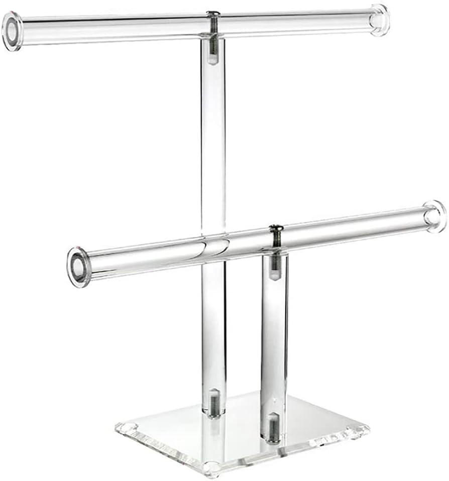 Czhxtqz Clear Acrylic Round Bracelet Display Holder 2 Tier T-Bar Jewelry Display Bracelet Display... | Amazon (CA)