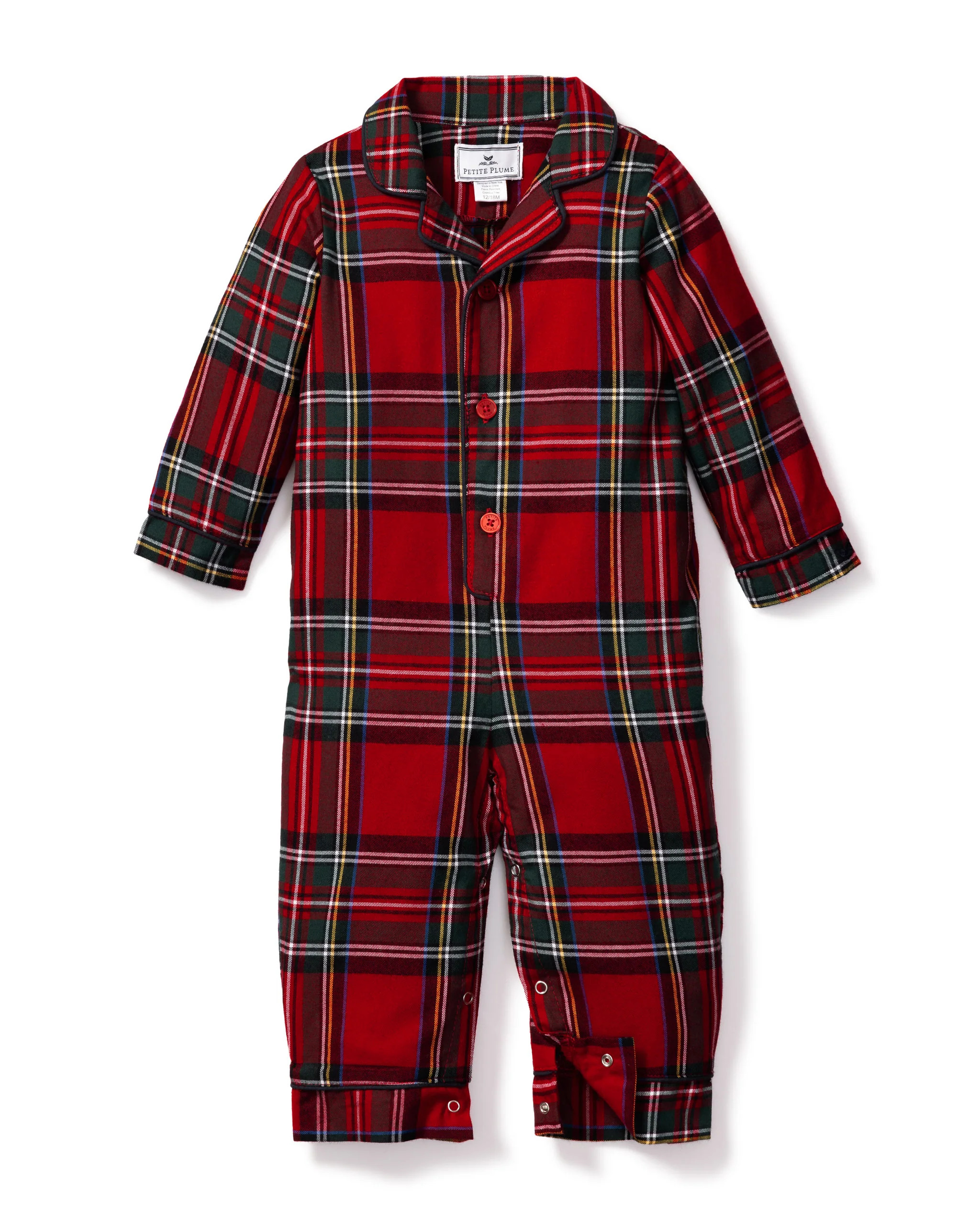 Baby's Brushed Twill Classic Romper in Imperial Tartan | Petite Plume