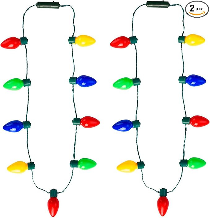 LED Christmas Xmas Light Up Necklace Bulb for Holiday Party Favors 9 LED Bulbs - Ugly Christmas S... | Amazon (US)