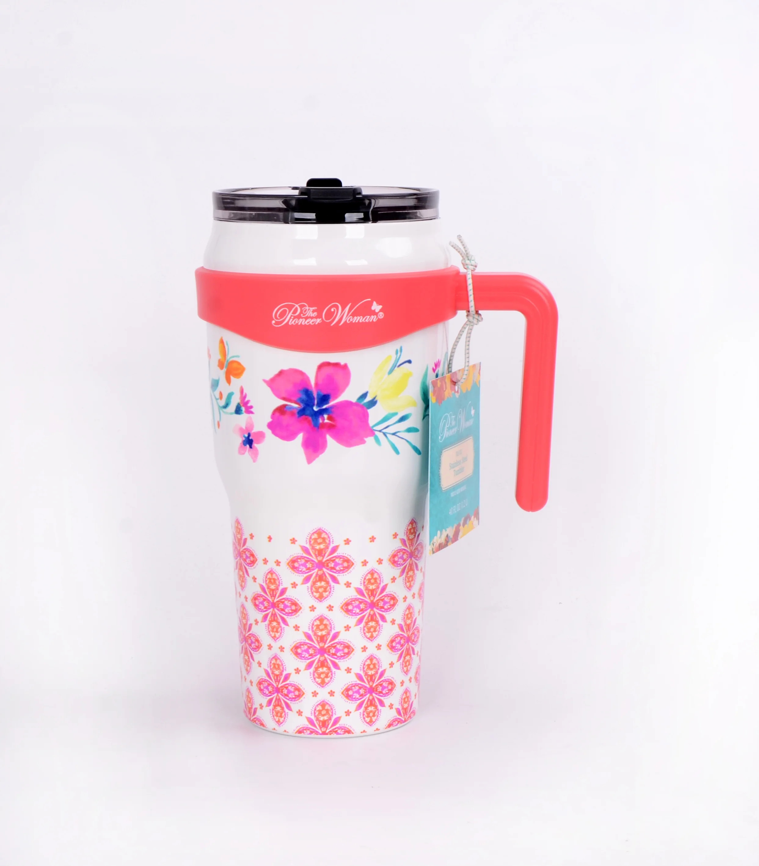 The Pioneer Woman 40oz Stainless Steel Insulated Tumbler Pink Folk Geo | Walmart (US)