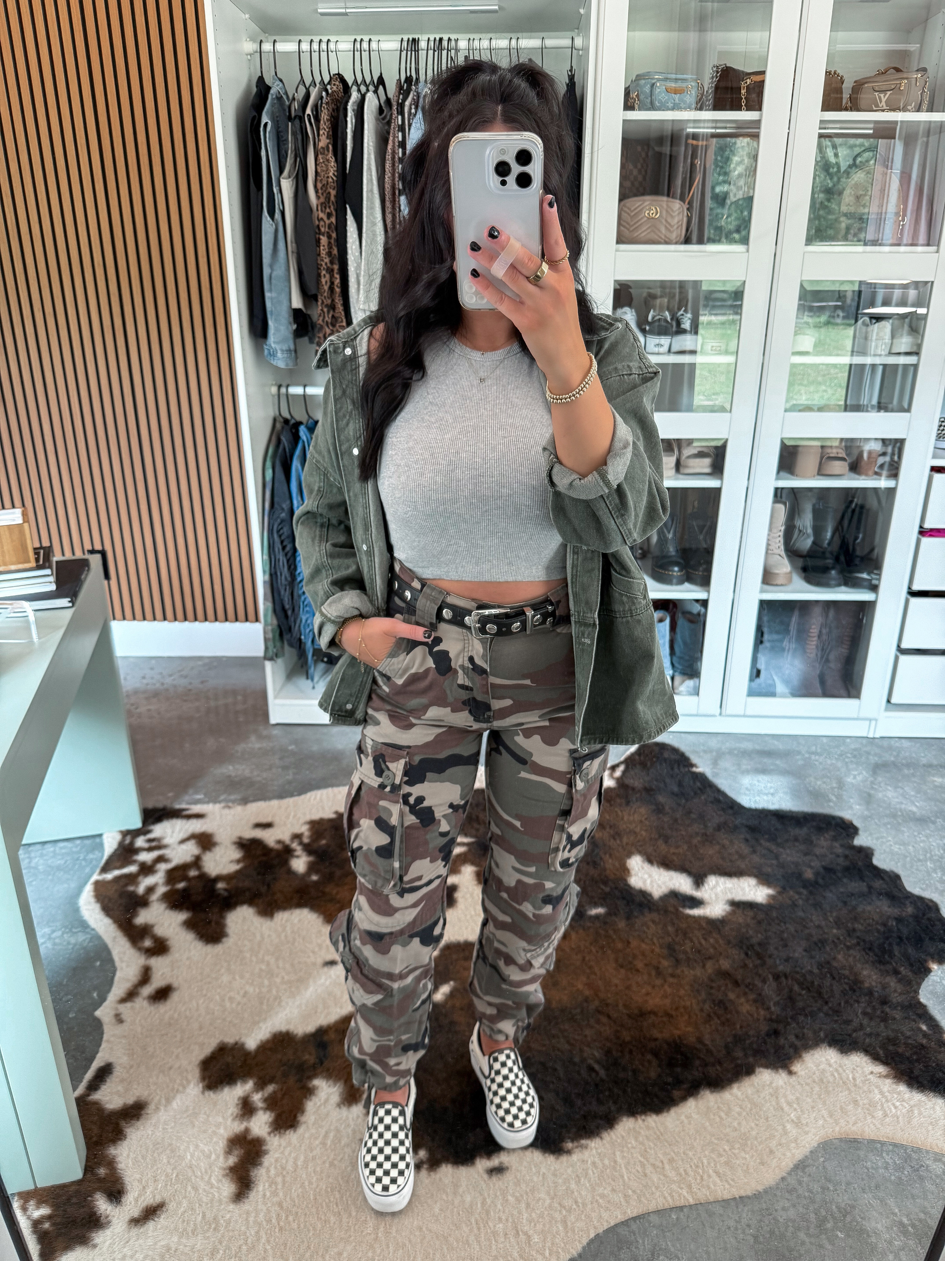 Casual Camo Print OOTD 👏🏼

Tank Top - xs
Shacket - medium (army green color - does seem to be almost sold out unfortunately)
Cargo Pants - 27 (gray max)
Belt - 27-31

*Also linking a grey long sleeve alternative that you could wear in place of the tank for those cooler days! 

Love this casual edgy fall look! Perfect for those running errands days where you still want to look like you tried (even though you barely had to put any effort in 👏🏼) I layered this army green denim shacket over a grey basic tank top, and finished the look with some camo print cargo pants, a studded belt & my checkered platform vans sneakers! 

 

 #LTKFindsUnder50 #LTKFindsUnder100 #LTKShoeCrush