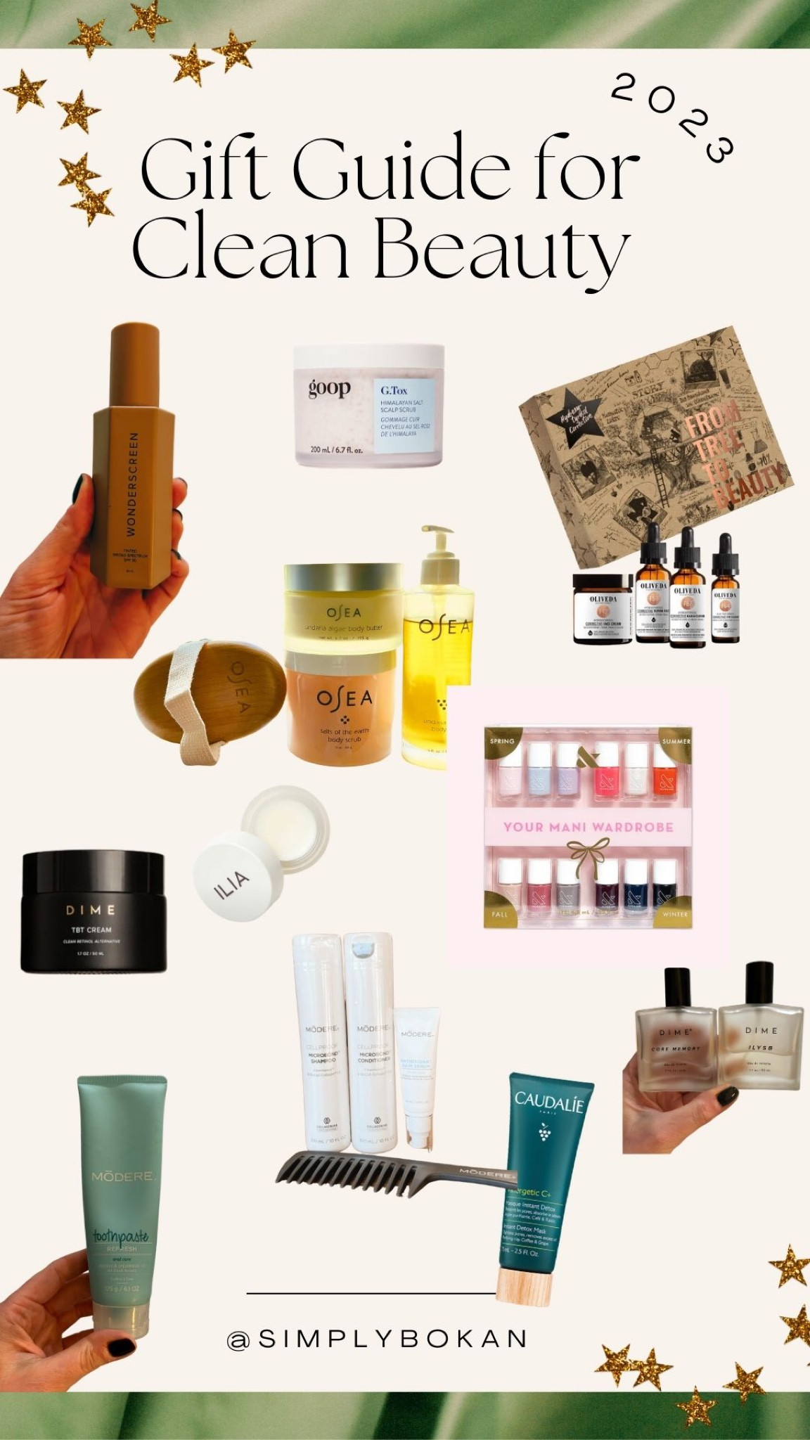 My favorite clean beauty items this year. Find even more links and discount codes on Instagram @simplybokan 