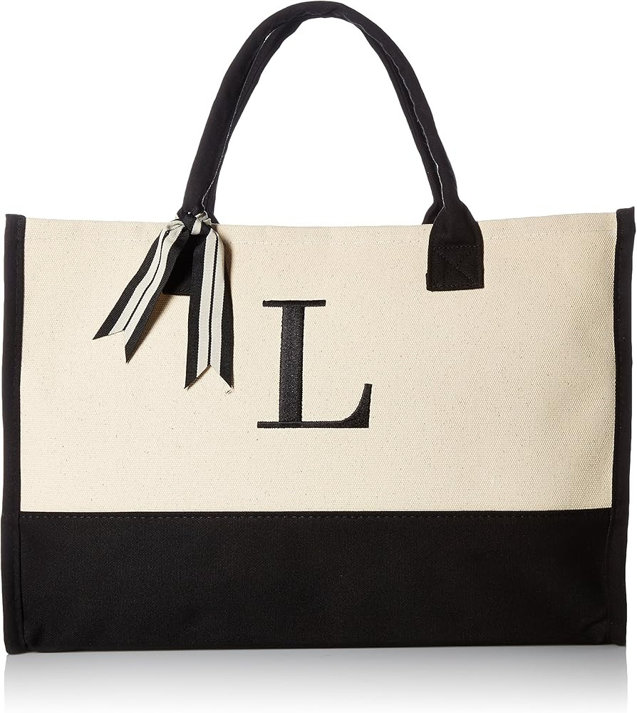 Mud Pie Initial Canvas Tote Bag | Amazon (US)