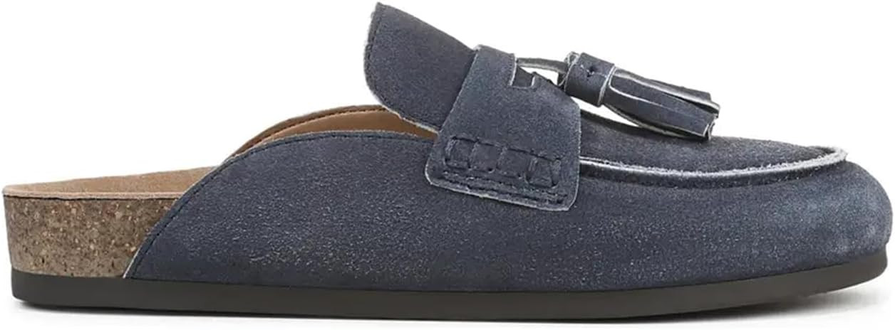 Faux Suede Mules for Women Tassel Flat Loafers Comfort Clog Mules Slip on Round Toe Casual Boat S... | Amazon (US)