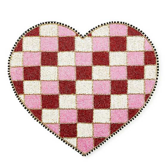 Red and White Check Heart Shaped Placemat | MacKenzie-Childs