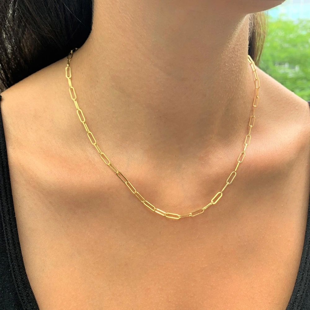 Gold Link Chain Necklace 14k Gold Made in Italy 3.4mm by Joelle Collection (36 Inch) | Bed Bath & Beyond