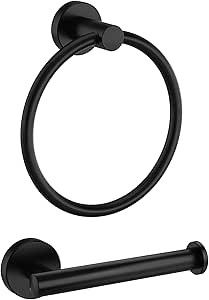 Marmolux Acc - Matte Black Toilet Paper Holder & Towel Ring Hand Towel Holder - 2pc Black Bathroo... | Amazon (US)