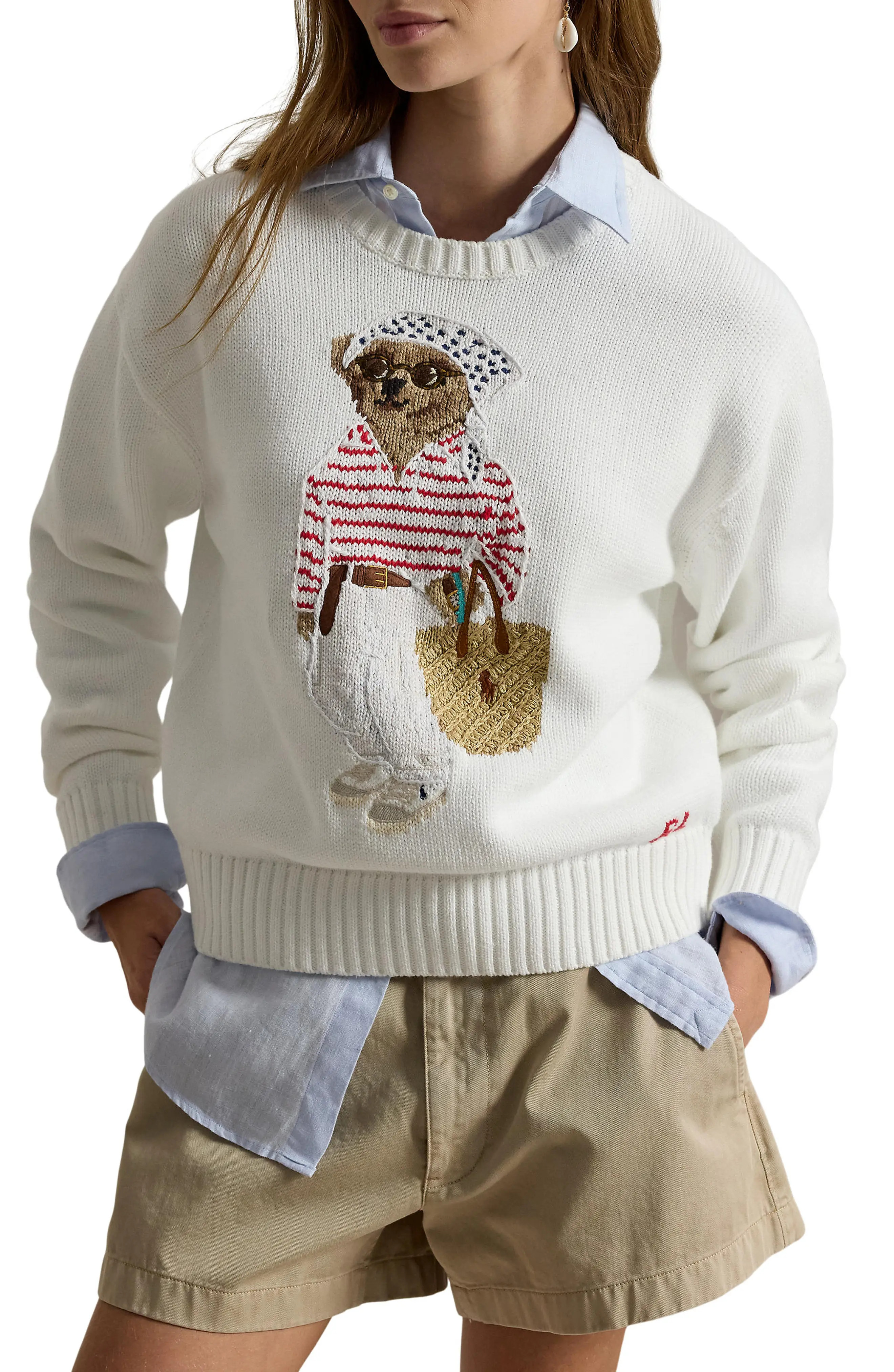 Polo Bear Crewneck Cotton Sweater (Women) | Nordstrom | Nordstrom