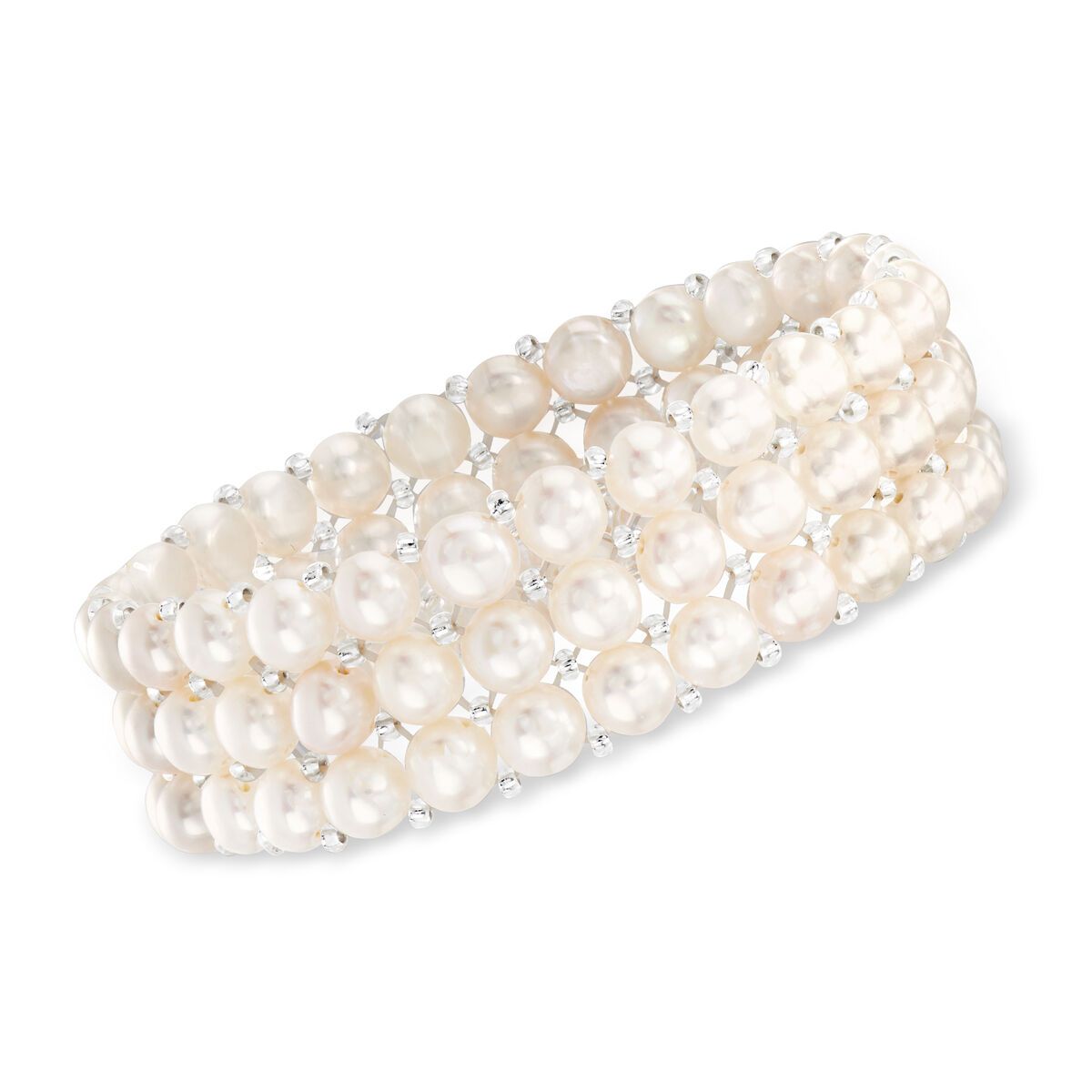6-7mm Cultured Pearl Three-Row Stretch Bracelet. 7" | Ross-Simons