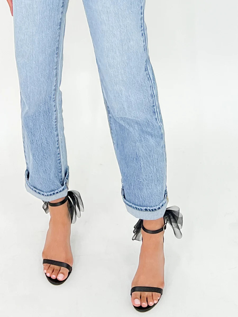 Bradshaw Tulle Bow Heels | Black | Talulah