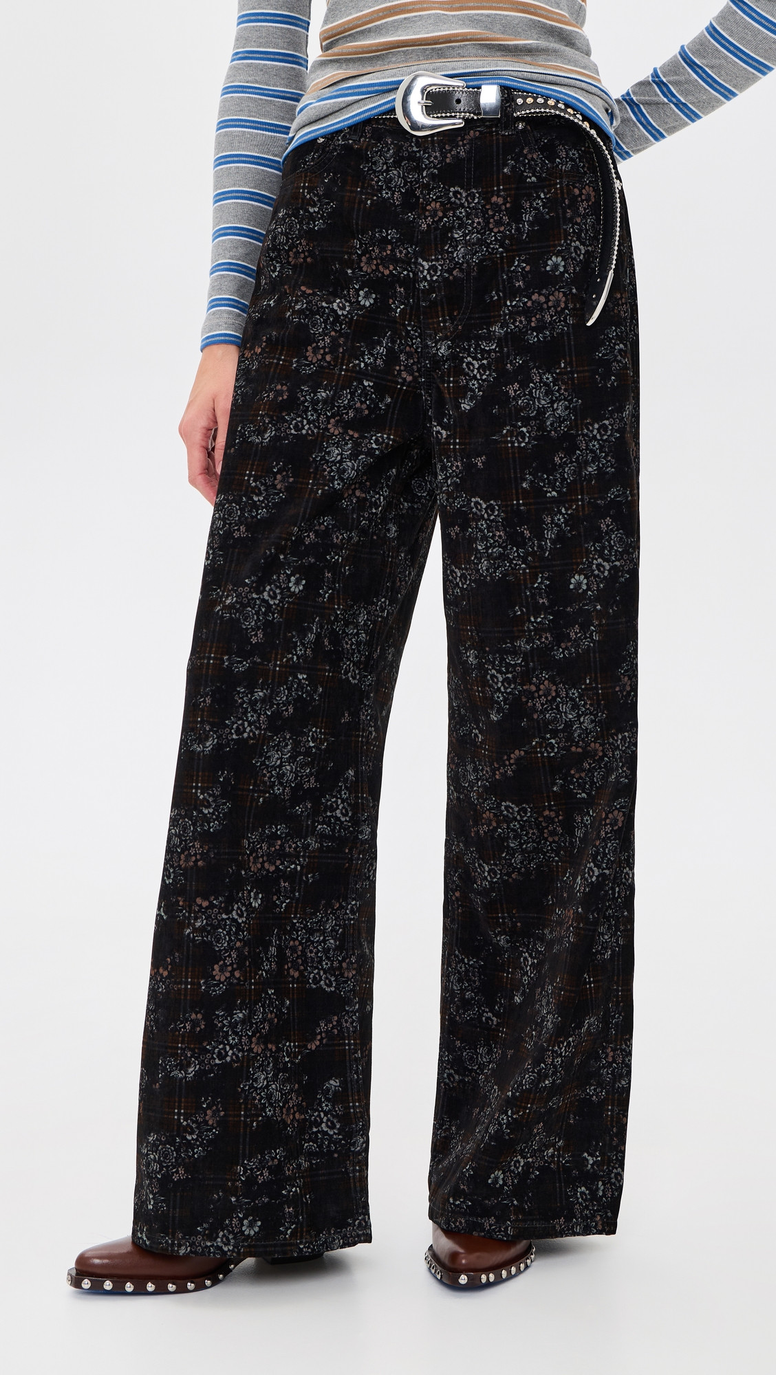 GANNI Printed Flock Denim Marri 2.0 Pants Winter Moss 24 | Shopbop