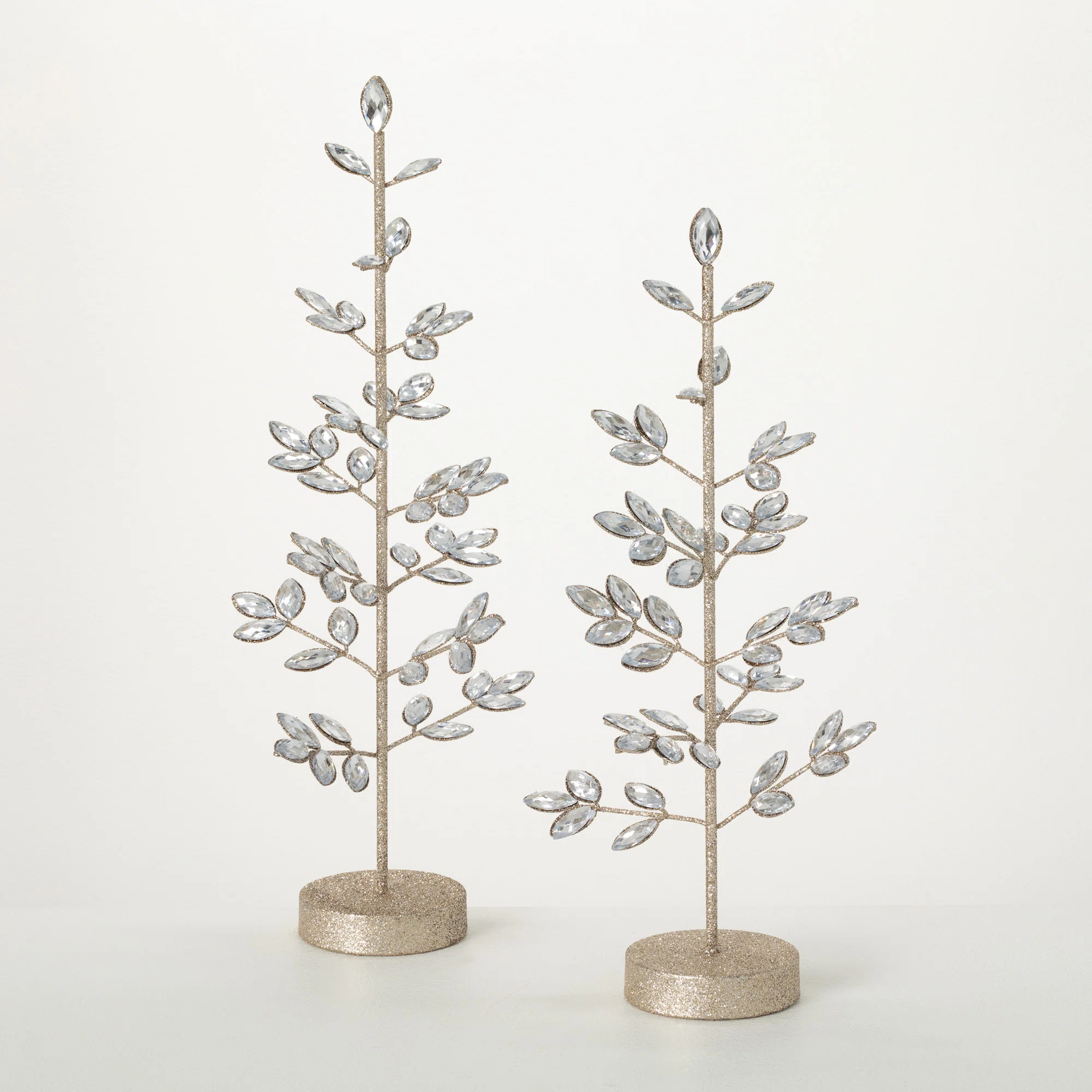 21"H And 18"H Jeweled Tree Set, Christmas Decor; Gold | Wayfair North America