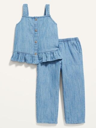 Sleeveless Chambray Button-Front Top & Pants Set for Toddler Girls | Old Navy (US)