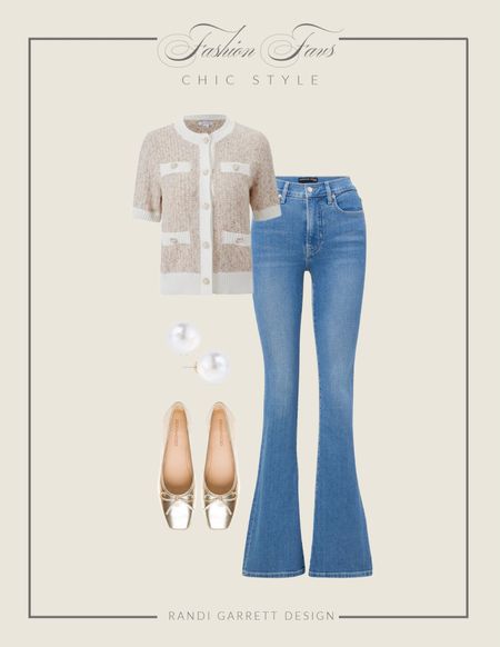 Chanel style sweater Boucle sweater flare jeans ballet flats pearl earrings 

#LTKCyberWeek #LTKstyletip #LTKsalealert