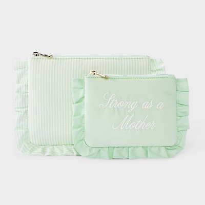 Mother's Day Striped Ruffle Pouch 2pc Set - A New Day™ Green | Target