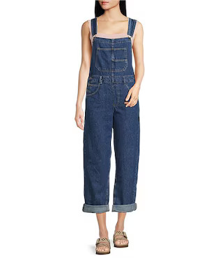 Ziggy Square Neck Sleeveless Denim Cuffed Overalls | Dillard's