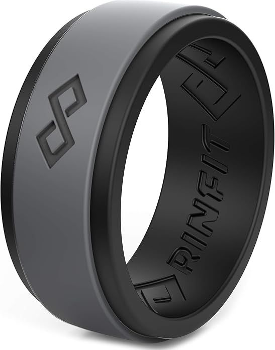 Rinfit Silicone Wedding Ring for Men, 1/3/4/7 Rings Packs, Step Edge Design Silicon Rubber Mens W... | Amazon (US)