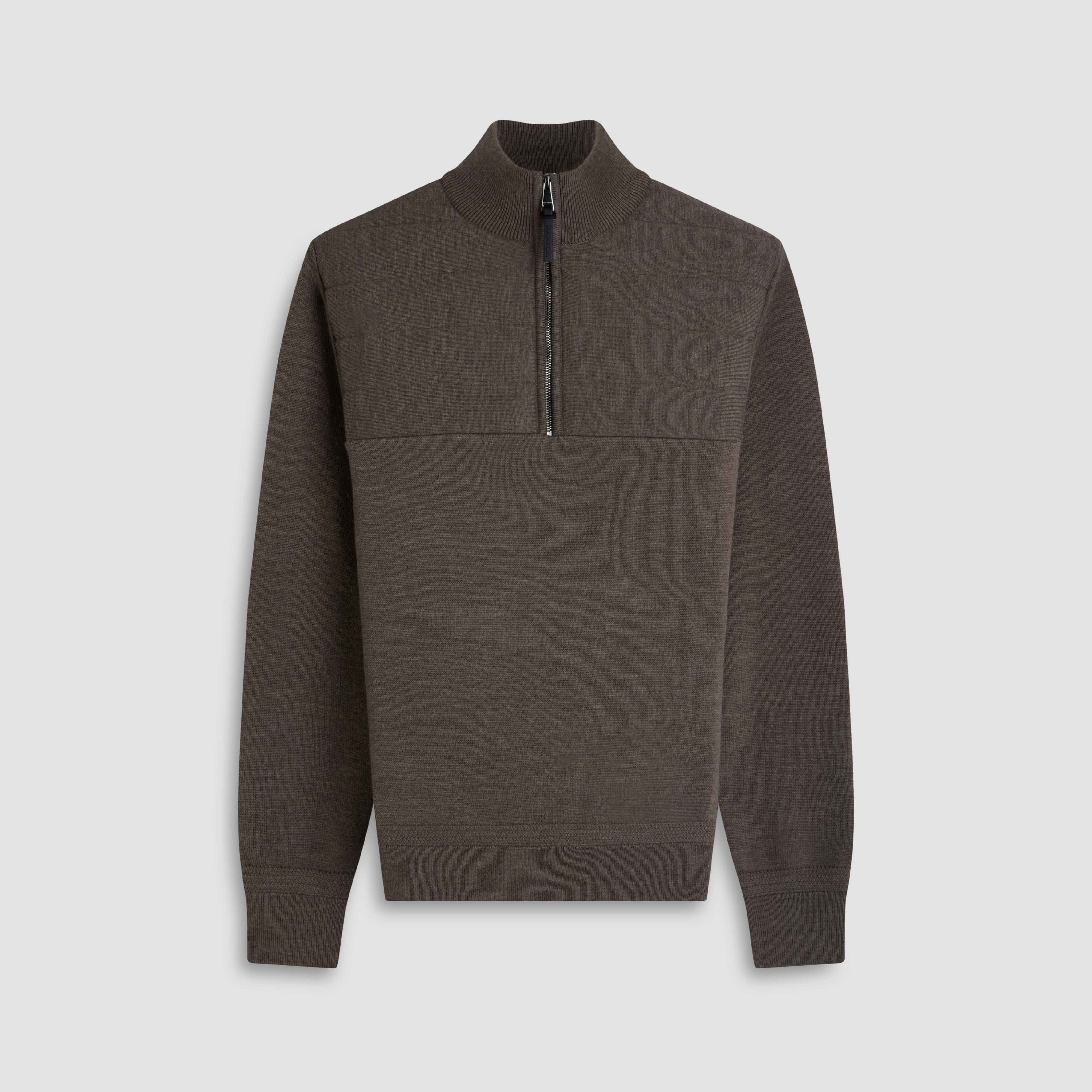 Melange Quarter Zip Mock Neck Sweater | Bugatchi