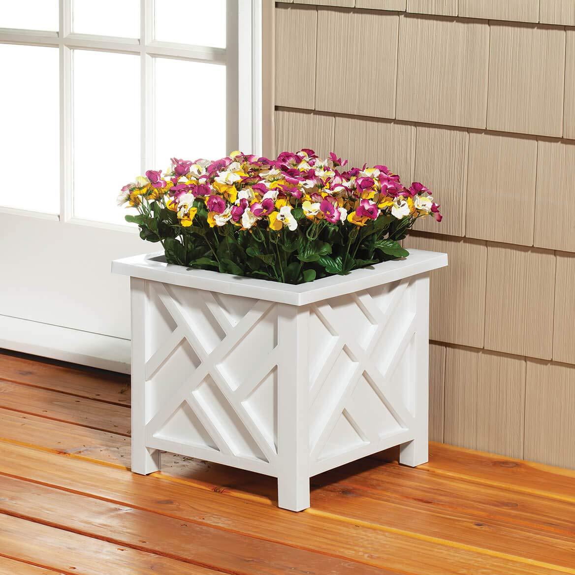 Miles Kimball Set of 2 Chippendale Planter Boxes, White – Plant Holder for Garden, Patio and La... | Amazon (US)
